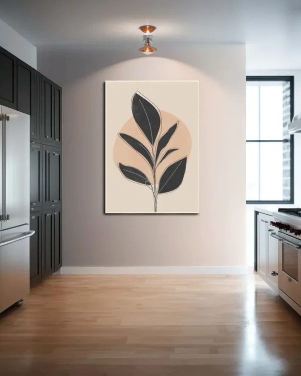 Black Abstract Plant - Poster - Grafisk konst - Ramexempel
