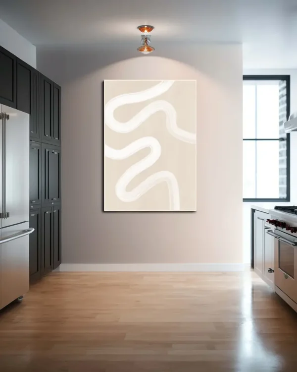 Beige One Line Drawing - Poster - Grafisk konst - Ramexempel