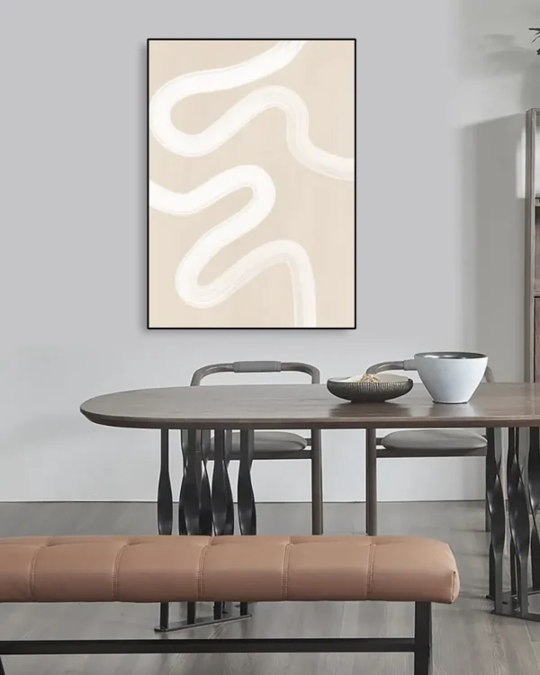 Beige One Line Drawing - Poster - Grafisk konst - Ramexempel