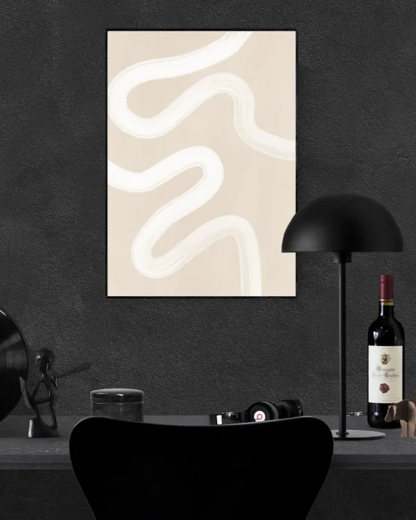 Beige One Line Drawing - Poster - Grafisk konst - Ramexempel