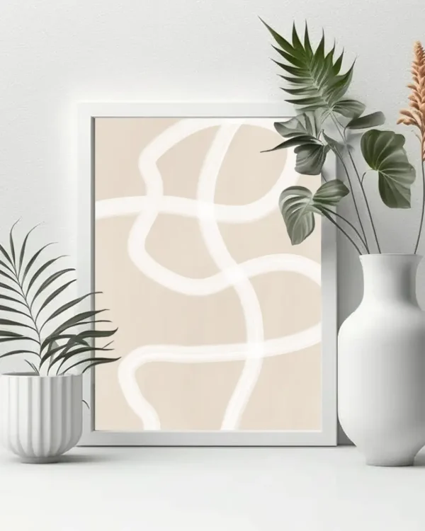 White Brush Stroke Poster No 1 - Poster - Grafisk konst - Ramexempel