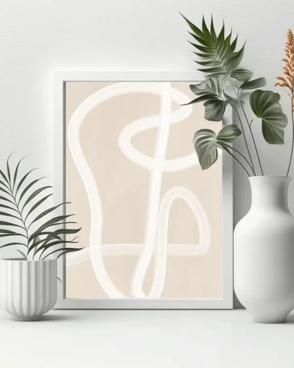 White Brush Stroke Poster No 2 - Poster - Grafisk konst - Ramexempel