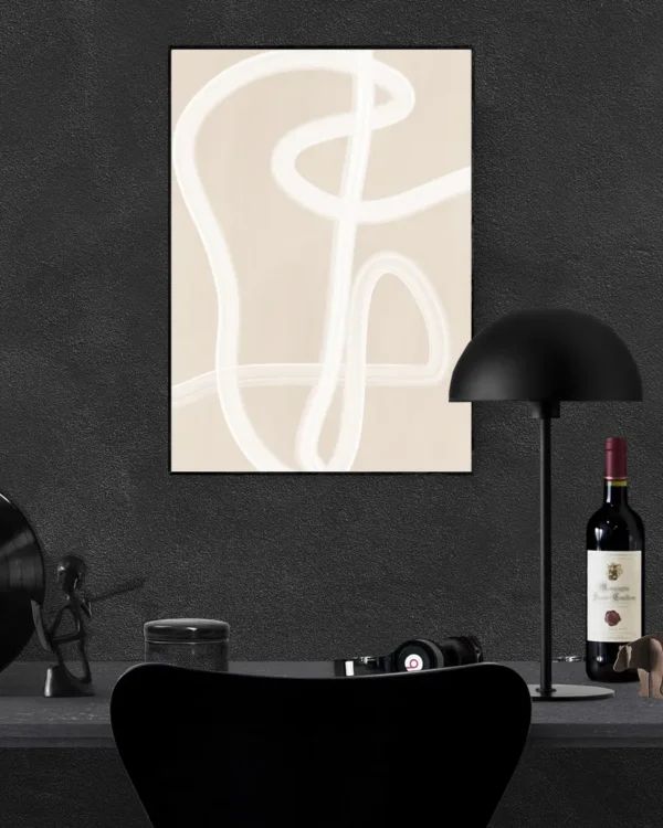White Brush Stroke Poster No 2 - Poster - Grafisk konst - Ramexempel