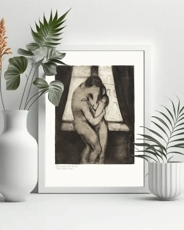 The Kiss 1895 - Edvard Munch - Poster - Klassisk konst - Ramexempel