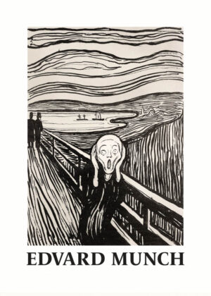 Skriet - The Scream - Monochrome Version- Edvard Munch - Poster - Klassisk konst