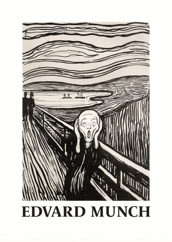 Skriet - The Scream - Monochrome Version- Edvard Munch - Poster - Klassisk konst