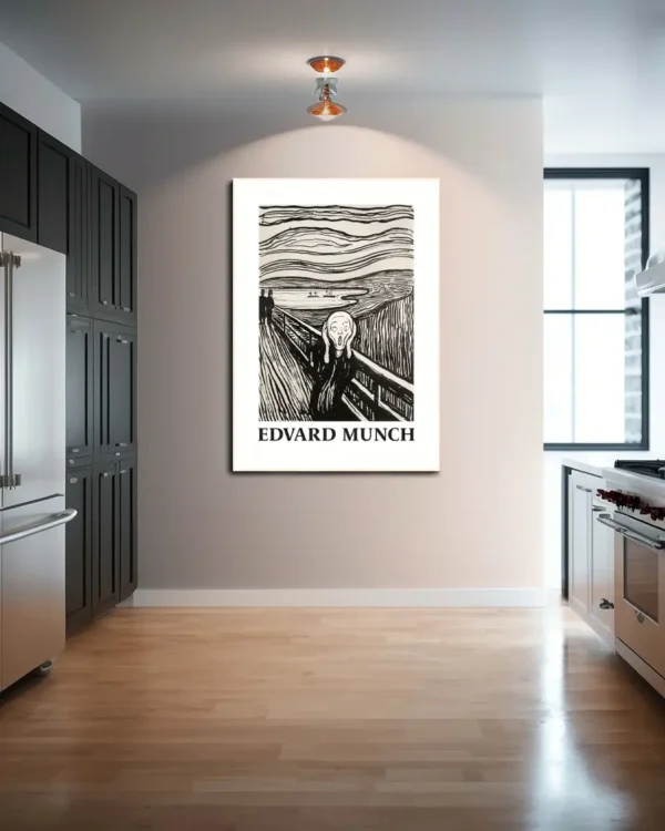 Skriet- The Scream - Monochrome Version - Edvard Munch - Poster - Klassisk konst - Ramexempel
