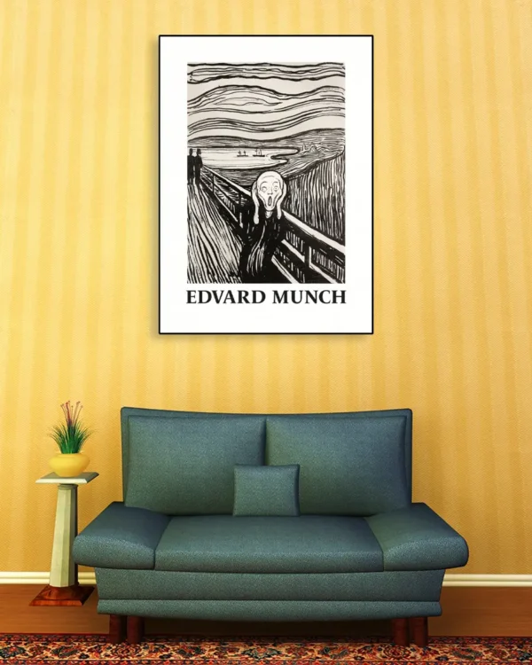 Skriet- The Scream - Monochrome Version - Edvard Munch - Poster - Klassisk konst - Ramexempel