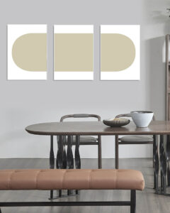 Geometriska former – Beige – Grafiska illustrationer – Serie om tre posters.