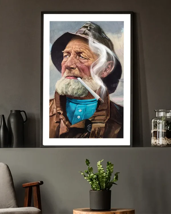 Fiskargubben Röker På - Poster - Ramexempel