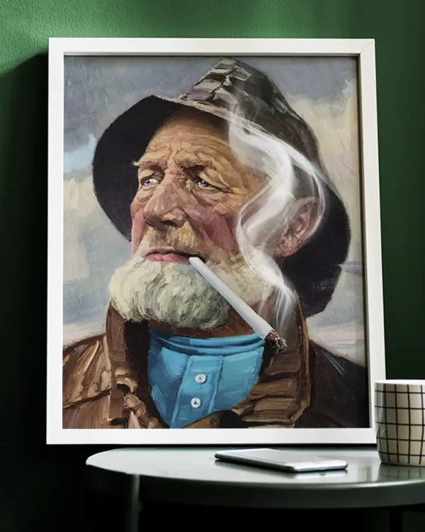 Fiskargubben Röker På - Poster - Ramexempel