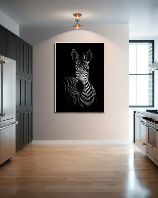 The Zebra - Poster - Svartvitt fotografi - Ramexempel