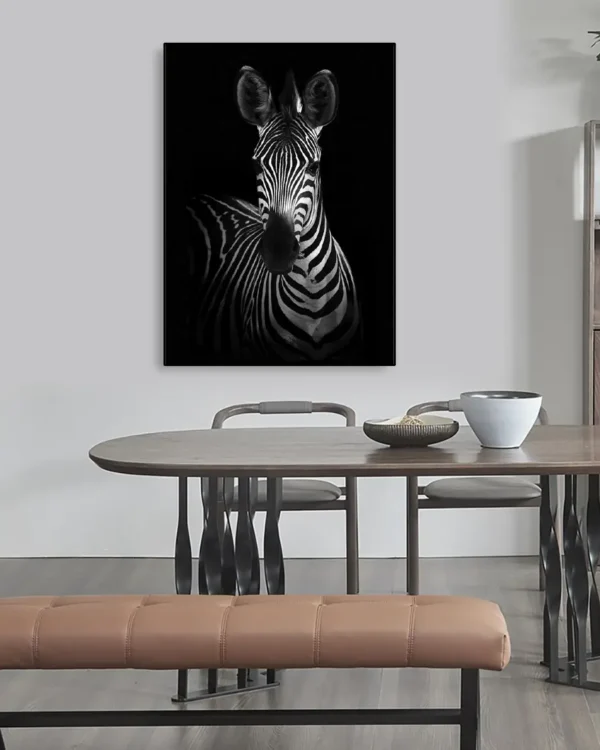 The Zebra - Poster - Svartvitt fotografi - Ramexempel
