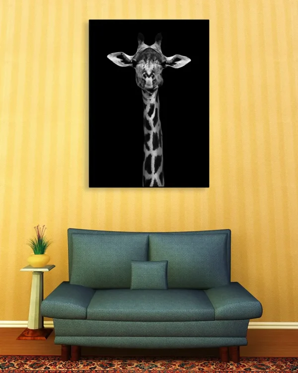 Giraffe Portrait - Poster - Svartvitt fotografi - Ramexempel