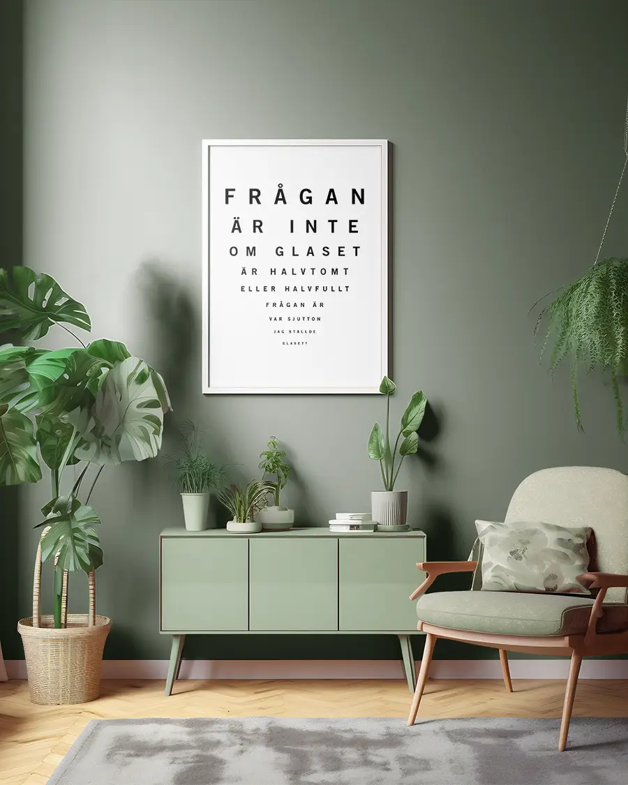 Syntesttavla – Poster – Texttavla. En rolig och stilren poster utformad som en klassisk syntesttavla - Ramexempel