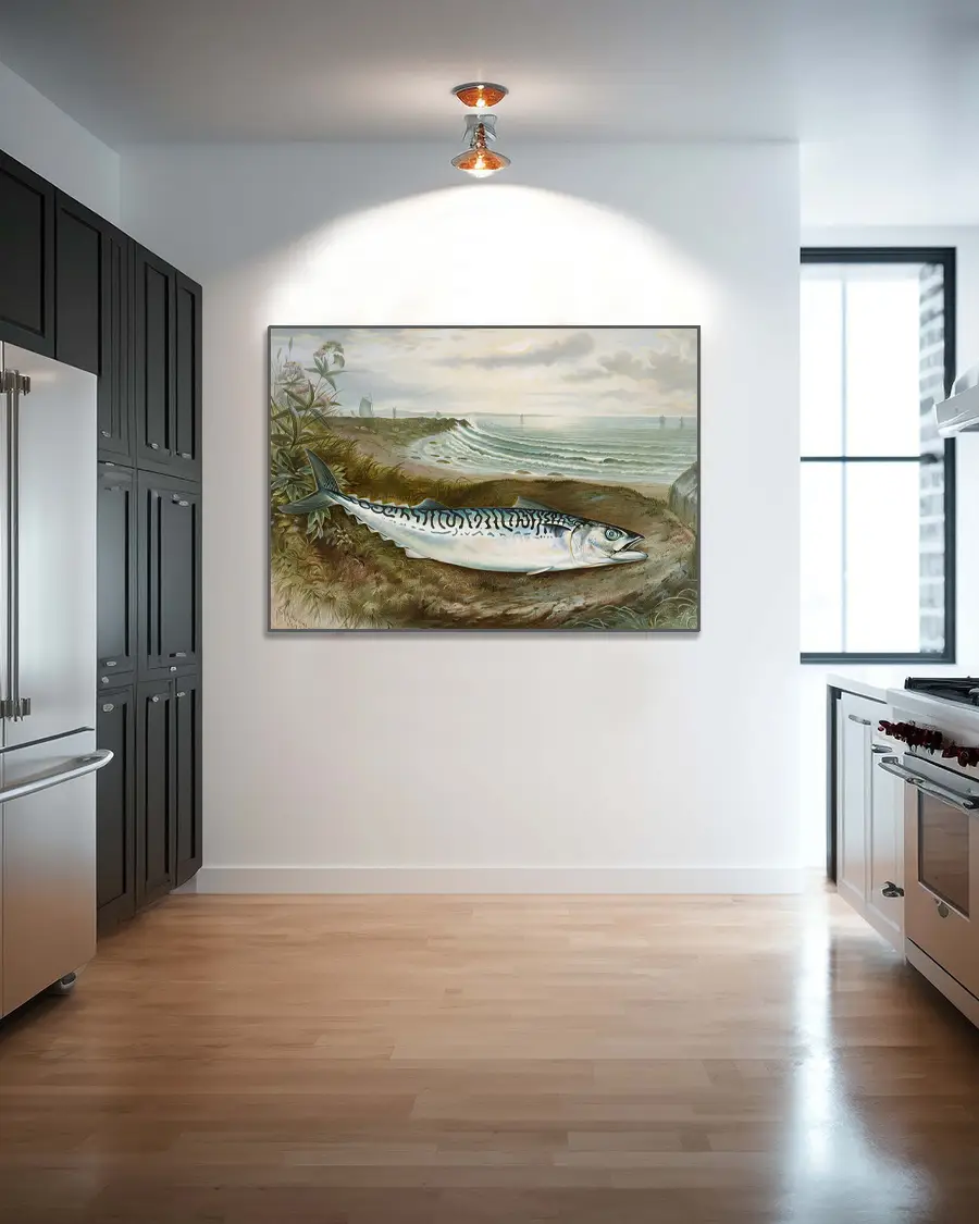 Makrill – Mackerel Fish – Poster. En vacker och detaljrik vintageillustration av en makrill - Ramexempel