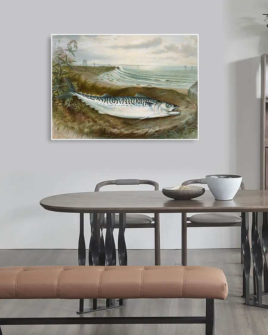 Makrill – Mackerel Fish – Poster. En vacker och detaljrik vintageillustration av en makrill - Ramexempel