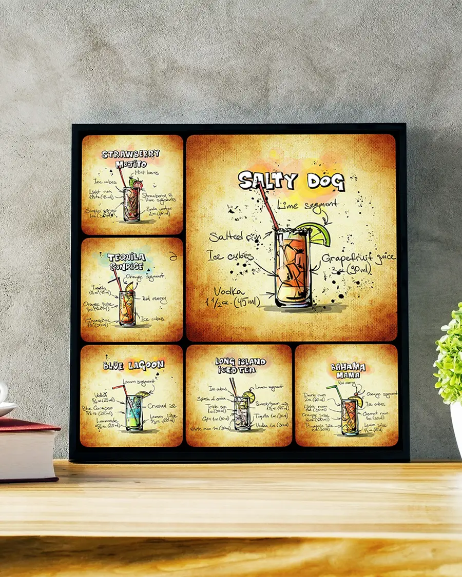 Sex Cocktails – Poster – Illustration med drinkrecept - Ramexempel