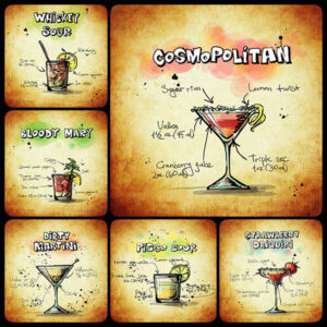 Sex Cocktails - Poster - Illustration med drinkrecept