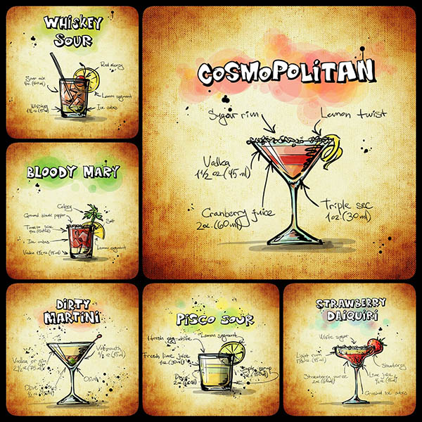 Sex Cocktails - Poster - Illustration med drinkrecept
