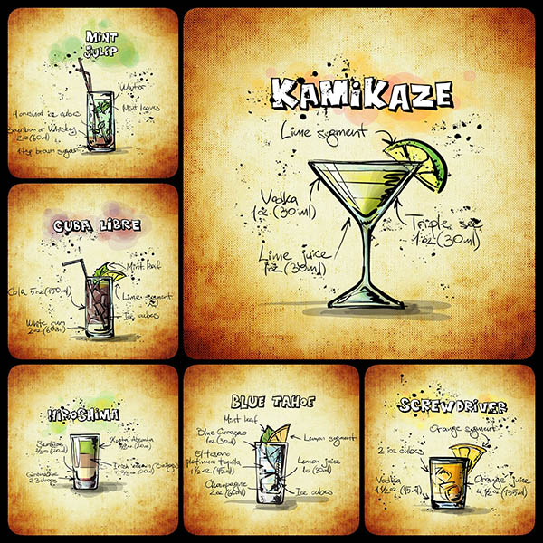 Sex Cocktails - Poster - Illustration med drinkrecept