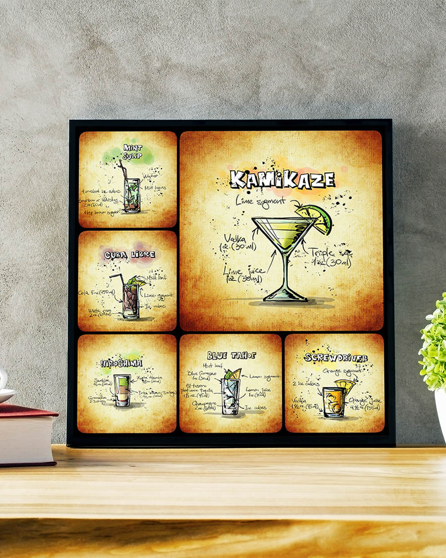 Sex Cocktails – Poster – Illustration med drinkrecept - Ramexempel